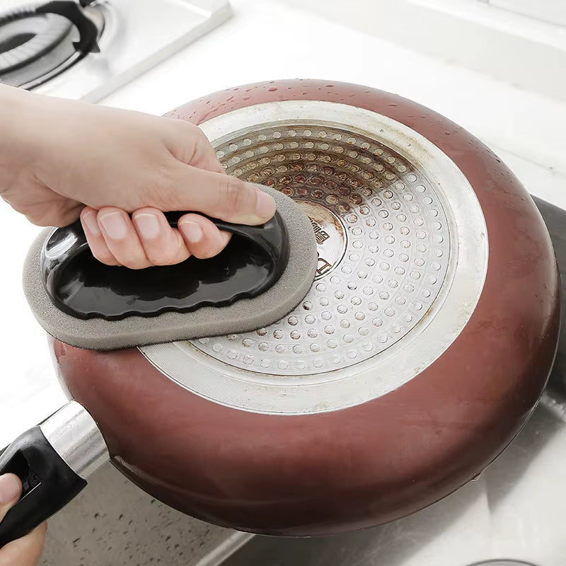 Magic Emery Sponge Brush Wipe Eraser Cleaner Kitchen Bath Rust Strong Decontamination Cleaning Tools with Handle Household Tools