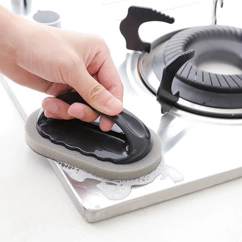 Magic Emery Sponge Brush Wipe Eraser Cleaner Kitchen Bath Rust Strong Decontamination Cleaning Tools with Handle Household Tools